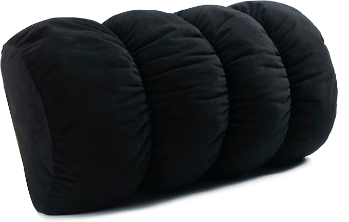 ALIBO Half Moon Rould Roll Fluffy Big Neck Pillow Recliner/Office Chair D Shaped Bouncy Lumbar Pillow with Adjustable Filling Back Pain Relief Lumbar Support Nonslip Soft Leg Lift Cushion