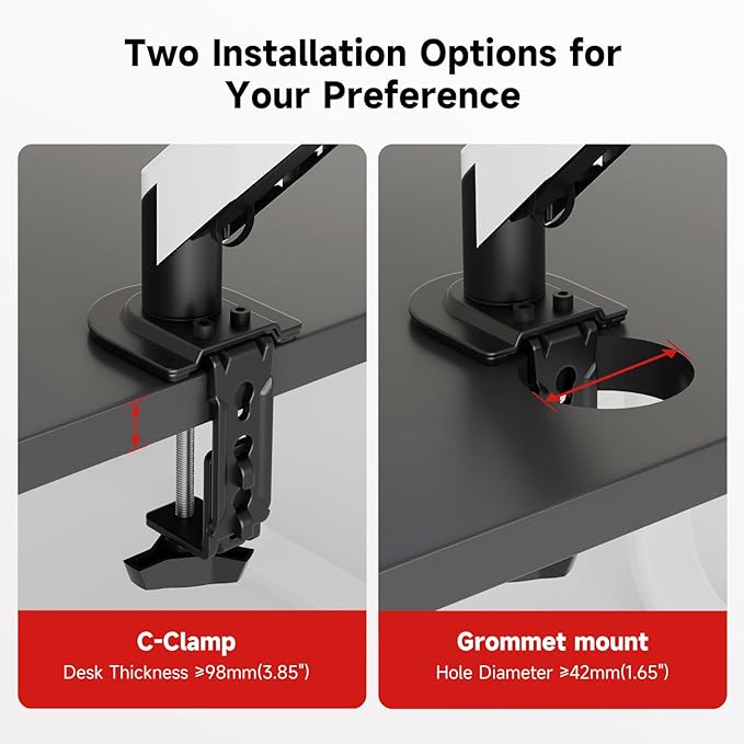 Suptek Monitor Mount Gas Spring Monitor Arm Desk Mount Fully Adjustable Fits 17 20 22 23 24 26 27 32 35 inch Monitors Weight Capacity up to 24.25 lbs (Black+White, 17"-35")
