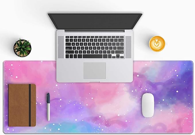 Purple Starry Sky Large Gaming Mouse Pad Keyboard Desk Pad Extended Mouse Pad Gaming Office Decor, PC Laptop Mouse Pads Large (31.5x151.8 in) with Stitched Edges Non-Slip Base Mousepad XL