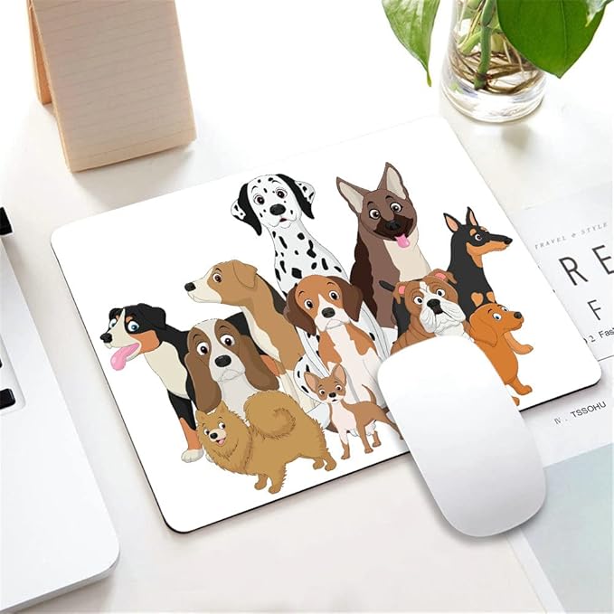 Small Mouse Pad 7.9 x 9.5 Inch, Funny Dogs Cartoon Mousepad with Washable Non-Slip Rubber Base Mousepads, Computer Mouse Pads for Wireless Mouse