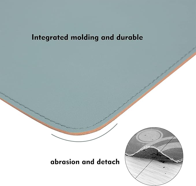 Double-Sided PU Leather & Cork Mouse Pad with Coaster – Reversible, Non-Slip, Stitched Edges for Office & Home, 8x11 Inches, (Sierra Blue)