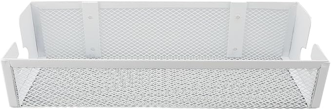 Under Desk Cable Management Tray, Mesh Cable Organizer Box with Clamp Mount for Office Home, No Drill Installation, Sturdy Carbon Steel, White