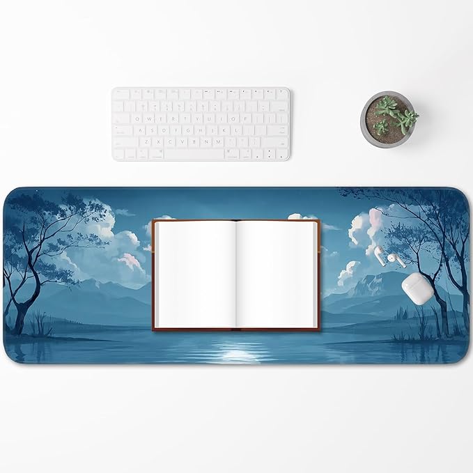 Mouse Pad, Moon Pattern, Non-Slip Rubber Base Gaming Mouse Pad for Home, Office, Gaming, Large 31.5x11.8 Inch Desk Pad