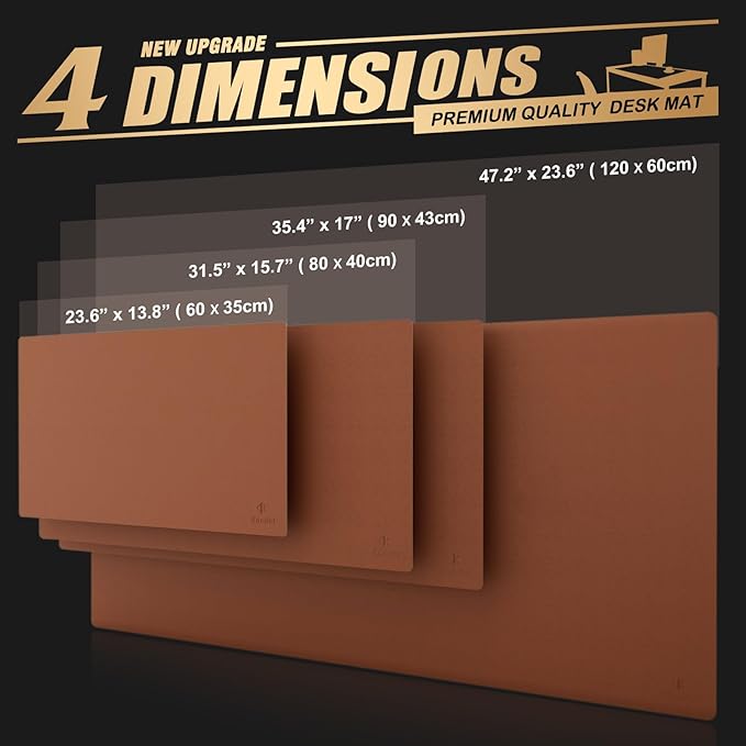 K KNODEL Large Office Leather Desk Mat, Mouse and Keyboard Pad, Computer and Laptop Mat, Desktop Protector and Cover, Writing Pad and Blotter (31.5"x15.7", Brown)