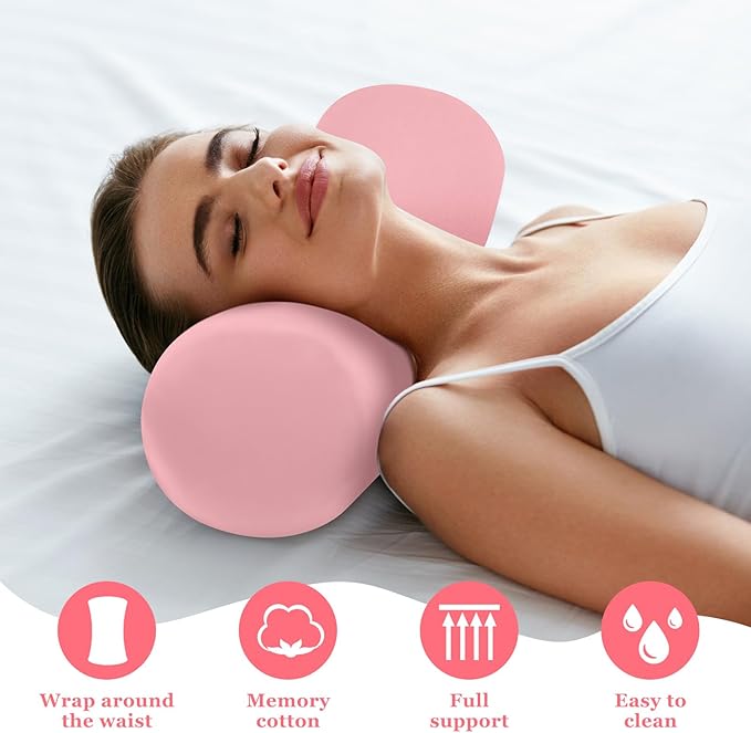 Wenqik 2 Pcs Lumbar Roll Support Pillow Low Back Lumbar Support Office Seat Cushion with Adjustable Strap and Washable Cover for Travel Gaming Chair Car Seat Pain Relief(Pink)