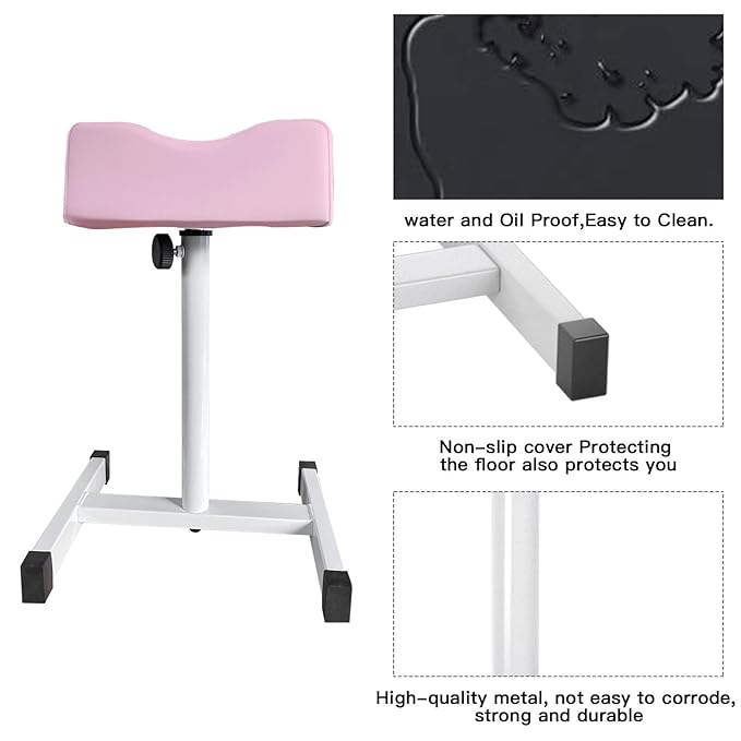 CHAOEEMY Pedicure Foot Rest,Adjustable Height Pedicure Stool,Pedicure Stand for Home Salon,Tattoo,Nail Tech(Pink)