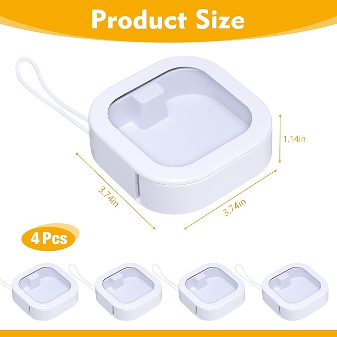 Prudiut 4Pack Hair Tie Organizer Boxes, Portable Travel Containers Storage Box, Stackable Hair Accessory Storage, Desktop Small Items Dispenser, Hair Tie Holder Clip Organizer for Girls(White)