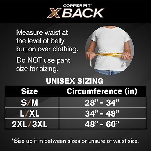 Copper Fit X-Back Brace for Lower Back Pain, Lumbar Support, Herniated Disc, Sciatica, Arthritis – Adjustable, Breathable Design - for Men and Women (Small/Medium)