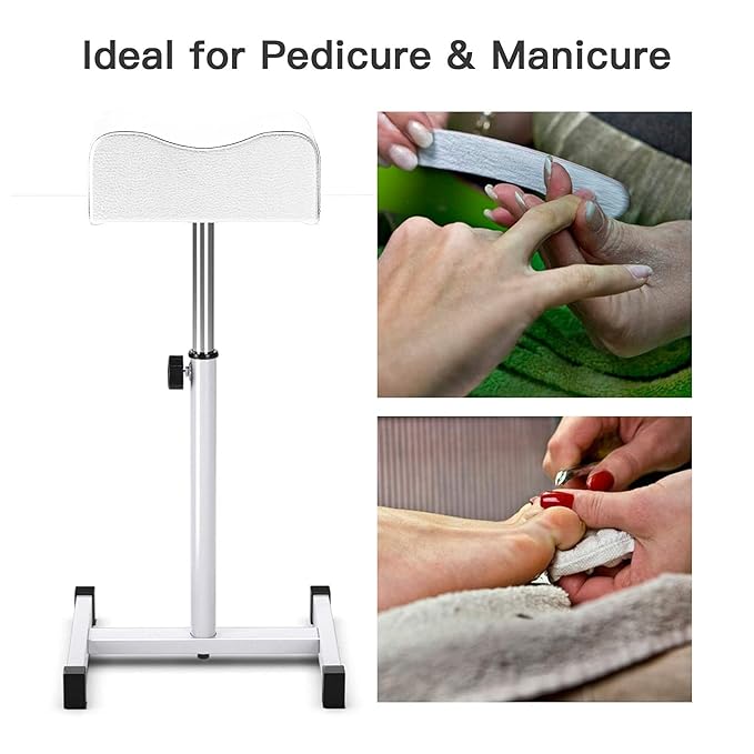 CHAOEEMY Pedicure Foot Rest,Adjustable Height Pedicure Stool,Pedicure Stand for Home Salon,Tattoo,Nail Tech(White)