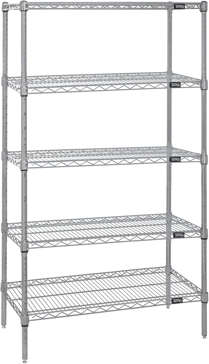 Quantum Storage Systems WR63-2436S-5 5-Shelf Stainless Steel Wire Shelving Unit, 24" x 36" x 54"