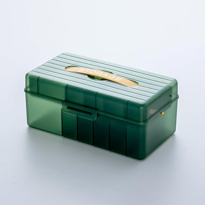 Vidifor Large Cable Organizer Box with 20 Cable Ties, Portable Cord, Charger and Bandages Storage for Drawer, Desk, Office & Home (Green)