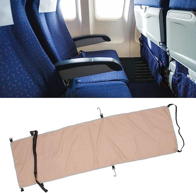 Ergonomic Adjustable Foot and Heel Hammock Cover, Comfort Airplane Footrest, Adjustable Portable Air Plane Flying Travel Foot Rest for Outdoor Travel Bus (Khaki)