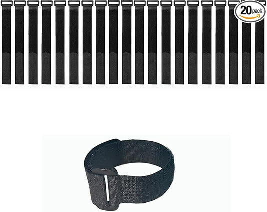 20 Pack 8 Inch Reusable Fastening Cable Straps,Adjustable Multi-Purpose Hook and Loop Straps Nylon Cable Ties for Wire Cable Management Home Office Garage Outdoor Organization