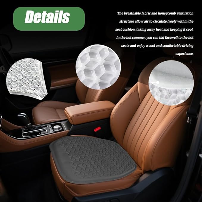 Gel Car Seat Cushion, Office Chair Cushion, Non-Slip & Comfortable Automotive Chair Protector Pad for Driving, Breathable Automotive Front Seats Pad Universal for Car SUV Truck (Coffee)