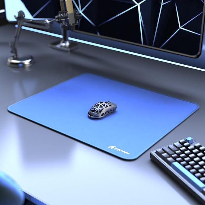ATTACK SHARK Gaming Mouse Pad for Esports Speed Waterproof Surface Mouse mats Stitched Edges and Anti-Slip Rubber Base Size L 17.32” x 15.75” x 0.15” Blue