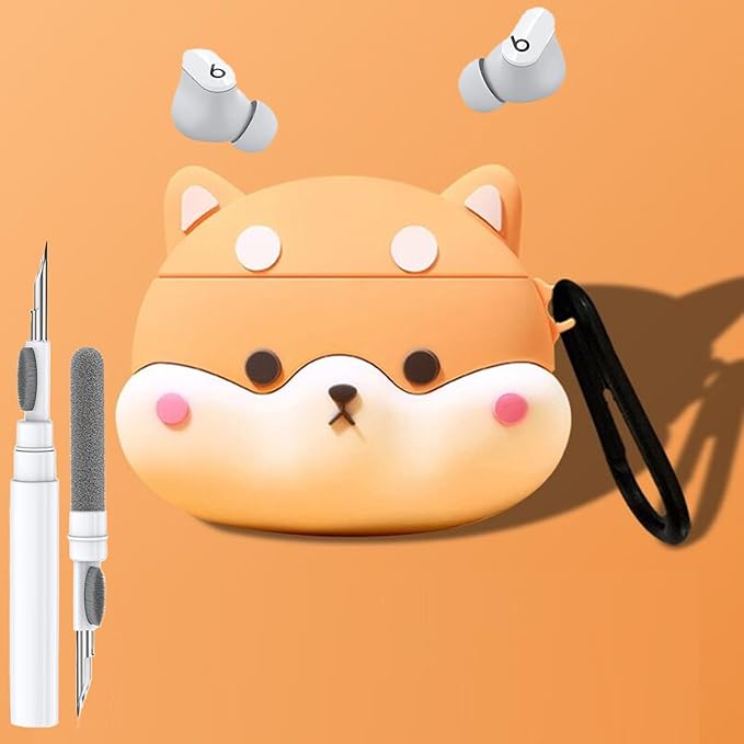 LiWerlly Cute Beat Studio Buds/Buds Plus Case, Funny 3D Cartoon Kawaii Dog Cool New Beat Studio Buds + Cover Skin with Cleaning Kit & Keychain for Beat Studio Earbuds for Boys Girl Kid Teen, Corgi