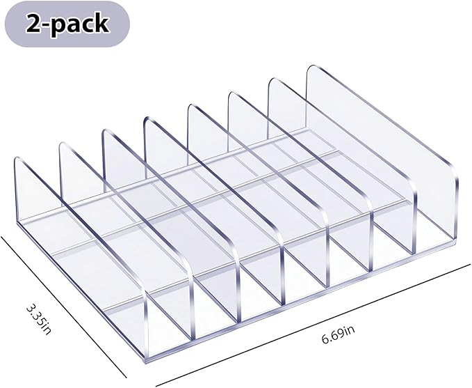 2 Pcs Acrylic Binder Organizer,7 Slots Desktop Binder File Organizer Shelf,Binder Holder for Desk,Workspace Organizers for Office,Home,School