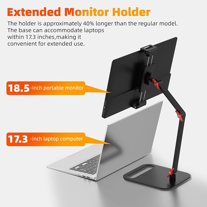 Vertical Portable Monitor Stand, Upgrade Knob Adjustment Portable Monitor Holder for 15.6 17.3 18.5 Inch Screen, Ergonomic Travel Monitor Mount, Tablet Stand for iPad 12.9‘’