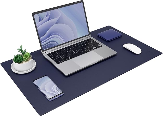 K KNODEL Non-Slip Desk Mat, Desk Pad, Desk Blotter, Desktop Mat for Desk, Small Desk Protector, Office Computer and Laptop Mat for Desk (23.6"x13.8", Dark Blue)
