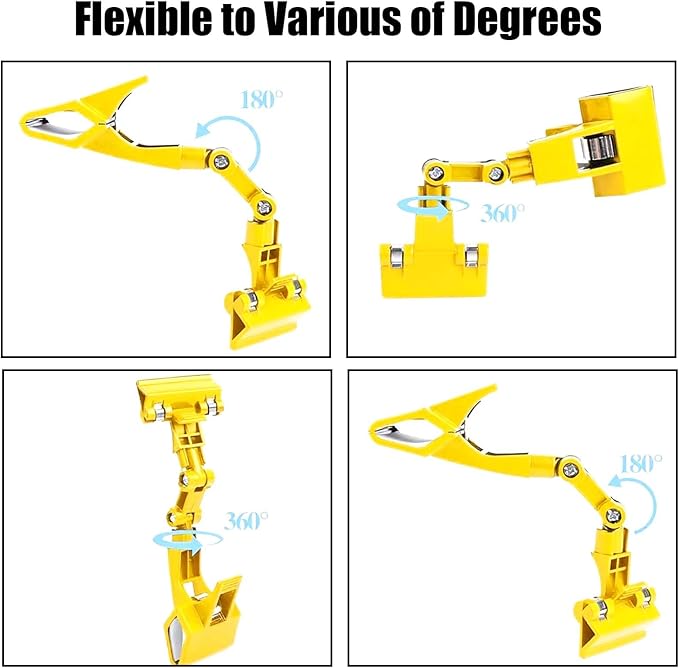 Adjustable Document Holder for Typing, Multi-Purpose Paper Holder Stand for Desk, Flexible Copy Holder Clip for Computer, Drawing, and Advertising Use (2 Pack, Yellow)