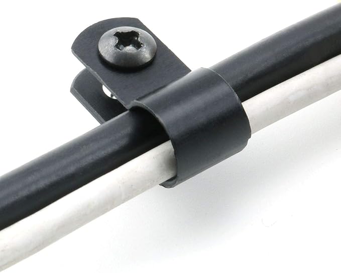heyous 100pcs 1/3 inch (8.4mm) R-Type Cable Clamp Nylon Wire Hose Tube Fastener Fixed Cable Tie Mount Organizer Holder R Type Cable Clip with Mounting Screw Black