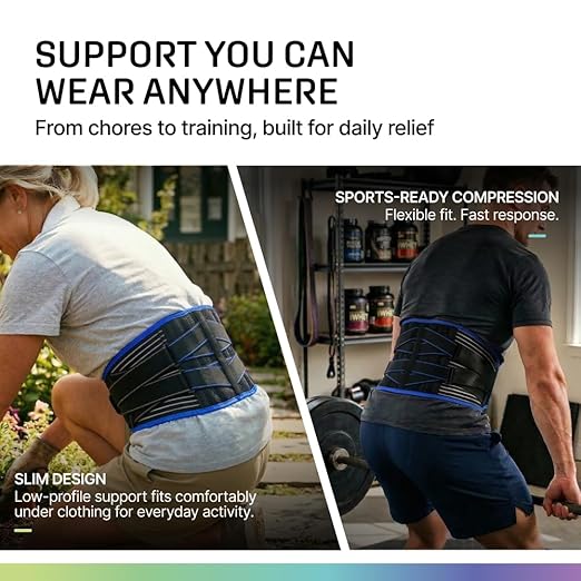 Modvel Back Brace for Lower Back Pain Women and Men – Lumbar Support Belt for Sciatica, Herniated Disc, Muscle Strain – Adjustable Breathable Work Brace with 6 Stays – Support for Posture – Size L