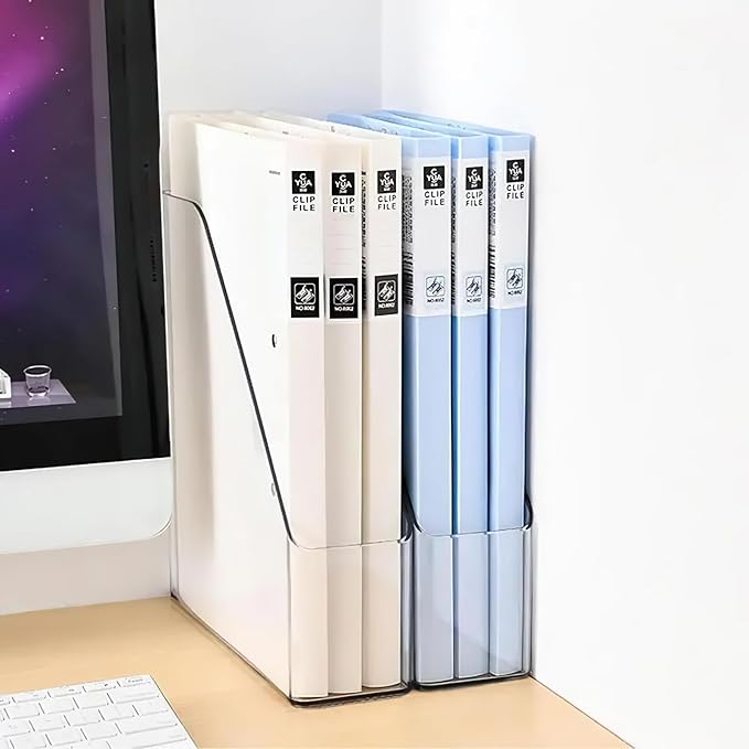 1 Pack Vertical File Holder Clear PET Desk Organizer and Storage Bins Holding for Magazines Binders Notebooks Envelopes File Organizer for Desk Multi-purpose Document Organizer Work Desktops