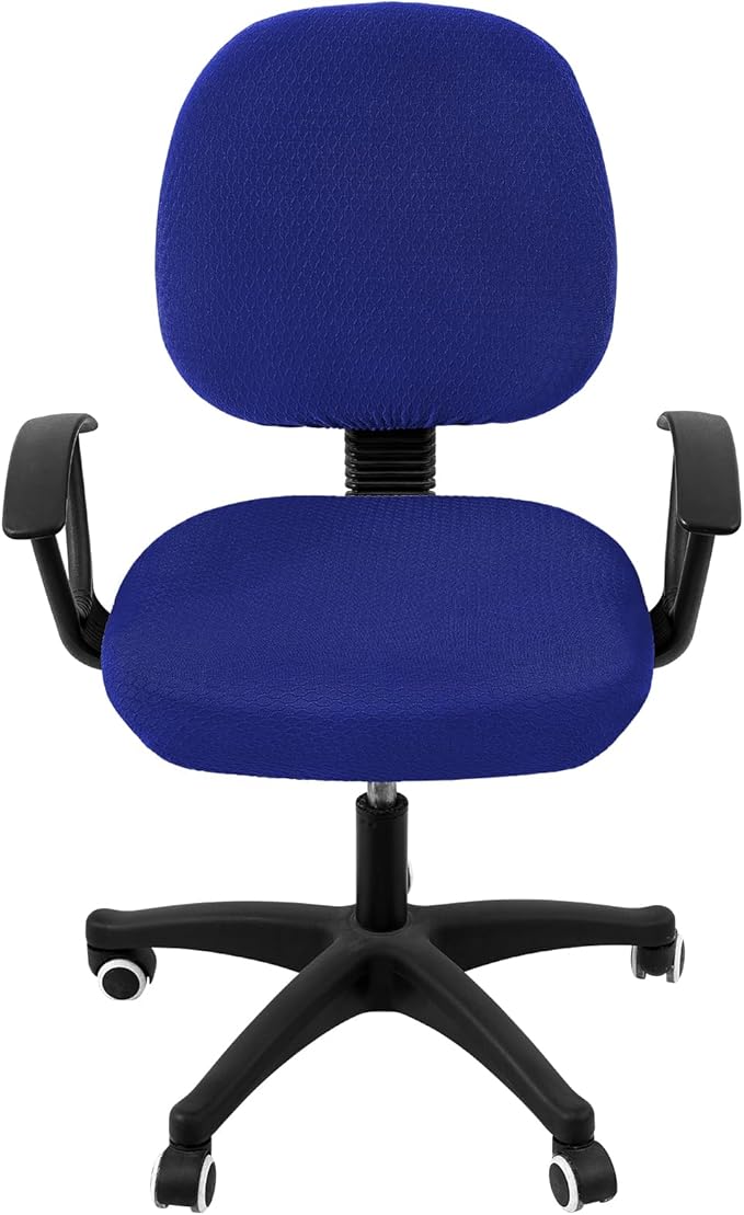 Smiry Stretch Jacquard Office Computer Chair Covers, Removable Washable Universal Desk Rotating Chair Slipcovers Protector, Seat + Backrest Cover, Royal Blue