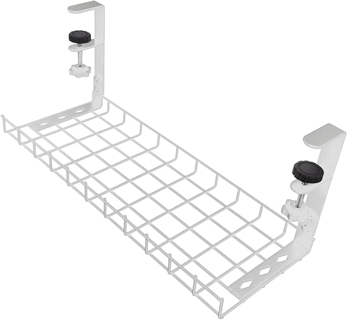 NUOBESTY Desk Cable Management Tray No Drill Cord Organizer Large Capacity Wire Storage Holder for Office Desk Easy Installation