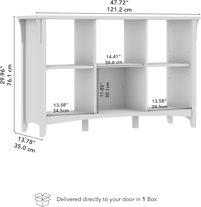 Bush Home Salinas 6 Cube Organizer in Pure White and Shiplap Gray, Office Storage Solution, Home Organizer with Open Shelving, Compact Unit for Books and Supplies
