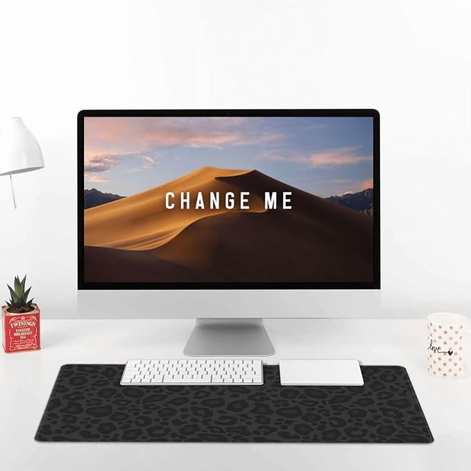 Animal Print Black Cheetah Large Mouse Pad & Desk Mat Leopard Extended Mousepad Non-Slip Rubber Base Laptop Computer Keyboard Pad for Gaming, Office & Home Decor, XXL - 29.5" X 15.8"