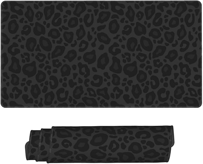 Animal Print Black Cheetah Large Mouse Pad & Desk Mat Leopard Extended Mousepad Non-Slip Rubber Base Laptop Computer Keyboard Pad for Gaming, Office & Home Decor, XXL - 29.5" X 15.8"