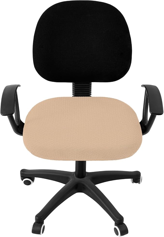 Smiry Stretch Jacquard Office Computer Chair Seat Covers, Removable Washable Anti-dust Desk Chair Seat Cushion Protectors - Khaki