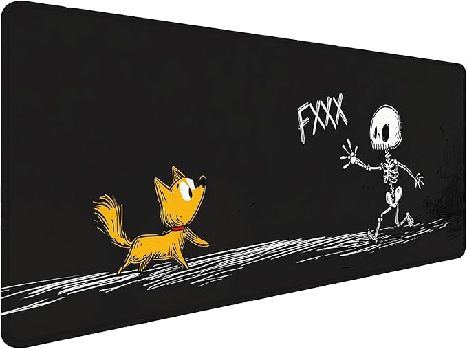 Cartoon Skull Desk Mat Funny Dog Skull Halloween Extended Gaming Mouse Pad Mat with Stitched Edge Non-Slip Base Big Mouse Pad 31.5"x11.8" Office Computer Keyboard Laptop Home