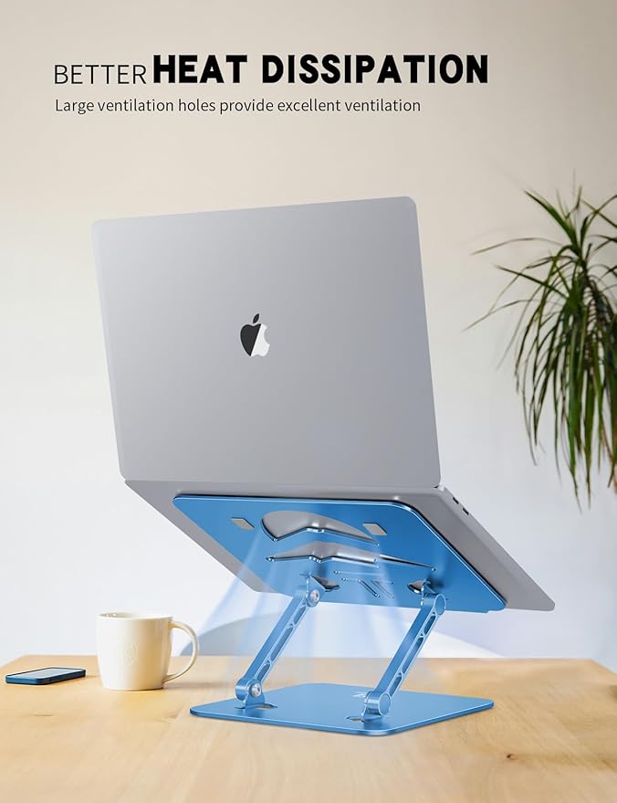 Laptop Stand, Ergonomic Adjustable Computer Stand for Collaborative Work, Foldable and Portable Heat Sink Computer Stands, Fits up to 16-inch Laptops (Dark Blue)