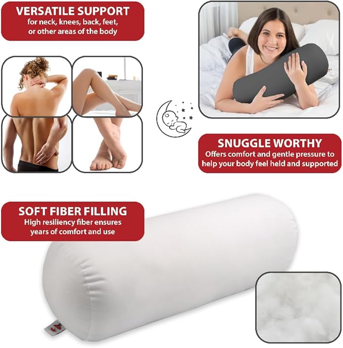 Core Products Jackson Roll Orthopedic Bolster Pillow - Neck, Back, Leg, Knee & Arm Support – Cervical & Lumbar Roll for Pain Relief, Spinal Alignment & Travel Comfort for Bed or Chair