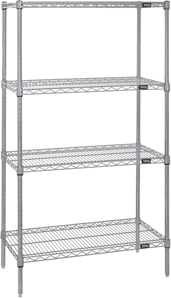 Quantum Storage Systems WR63-1860S Starter Kit Wire Shelves Stainless Steel 4 Shelves 63" H x 60" W x 18" D