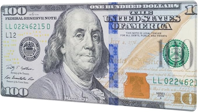 Large Mouse Pad Money 100 Dollar Bill Non-Slip Rubber Long Gaming Desk Mat Big Computer Keyboard Mousepad Waterproof Protector Wristing Pad for Gaming Office Home Decorative 31.5 X 11.8 Inch