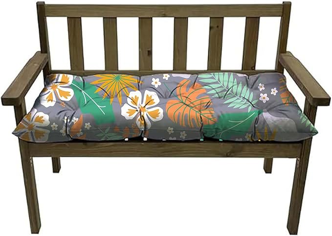 Outdoor Waterproof Bench Cushions Garden Bench Cushion Tufted Chair Pad 40 x 20 in Replacement Seat Pad for Garden Patio Orange Grey
