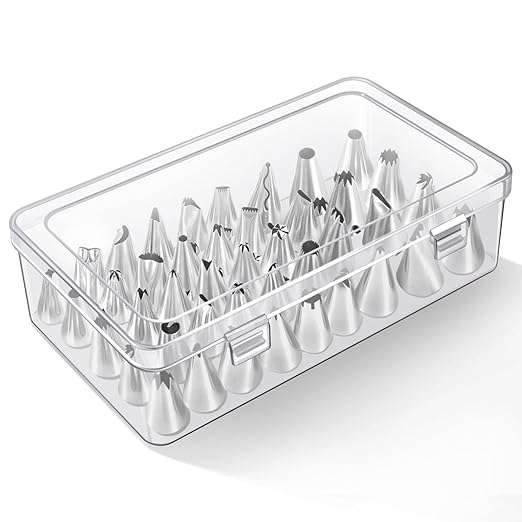 Piping Tips Storage Box with Fixed Pins, 42 Pegs Piping Tip Set Organizer Case, Cake Decorating Kit Storage Organizer