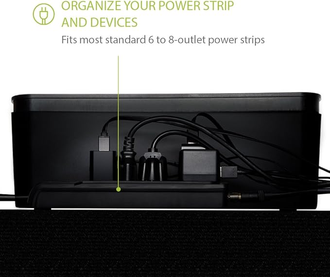 UT Wire UTW-BXSM-BK Desktop Mobile Charging Station & Power Strip Box, Black