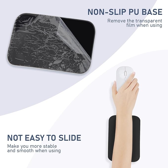 Leolee Elbow Rest Pads for Desk, Black Ergonomic Arm Rest Pads with Memory Foam & Non-Slip Base, Armrest Cushion Support Pad Relieve Elbow and Wrist Pain for Computer, Office, 1 Pack