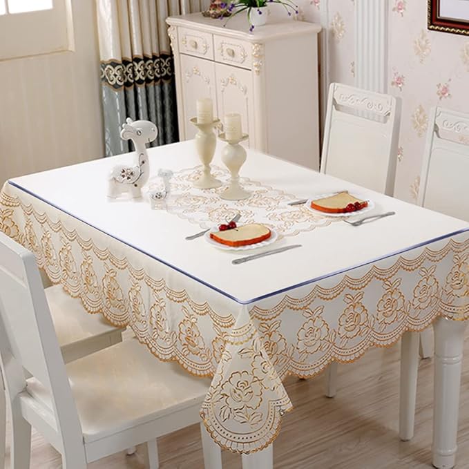 Clear Plastic Dining Table Protector Desk Pad Mat Wooden Furniture Coffee Glass Conference Activity Pub Dinner Banquet Tablecloth Top Protection Countertop Cover PVC Vinyl 48x110 " or Trim to 102"