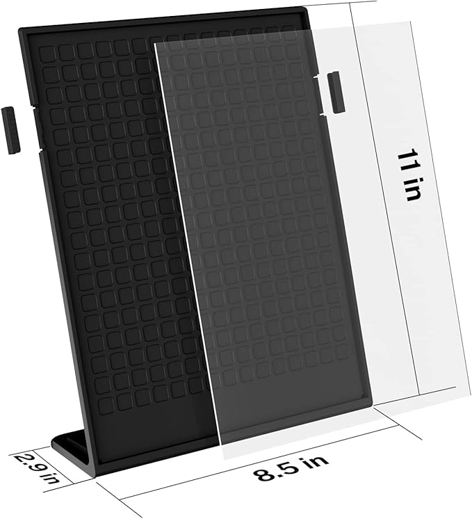 MaxGear Fall Resistant Acrylic Sign Holder 8.5 x 11 Inches 12 Pack, Slant Back Table Flyer Menu Display Stand, Heavy Duty Plastic Acrylic Sign Frame Paper Holder for Business, Store, Restaurant, Black