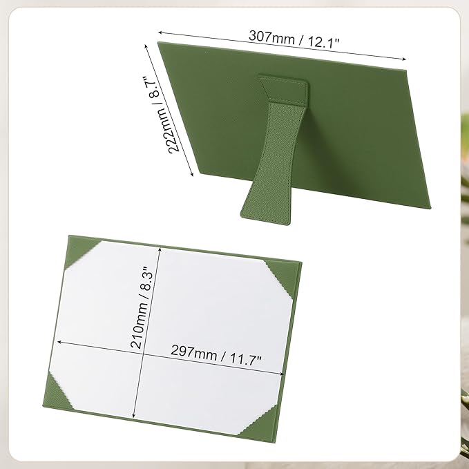 PATIKIL 8.5x11 Certificate Holder with Stand, Single-Sided Document Holders Horizontal for Award Diploma Graduation Achievement Business License, Green