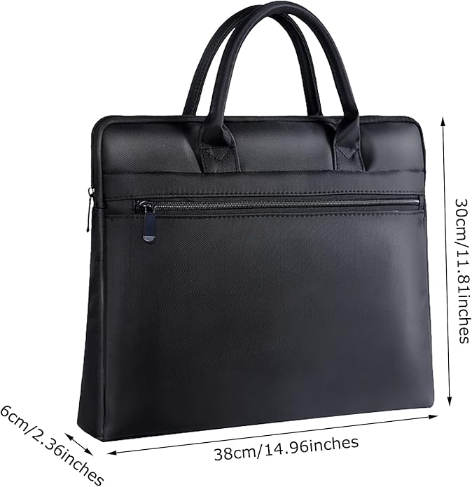 Waterproof Oxford Handle Document Bag Briefcase for Men File Tote Bag for Carrying Paper Files Black