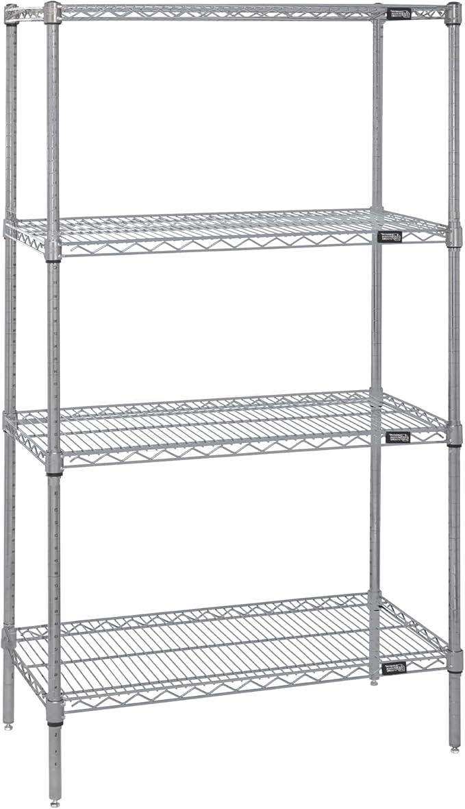 Quantum Storage Systems WR86-3060S Starter Kit Wire Shelves Stainless Steel 4 Shelves 86" H x 60" W x 30" D