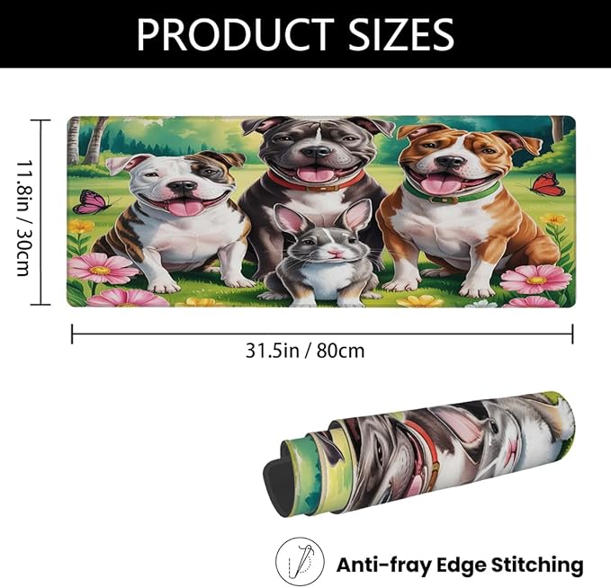 Large Mouse Pad Spring Animal Dog Non-Slip Rubber Long Gaming Desk Mat Big Computer Keyboard Mousepad Waterproof Protector Wristing Pad for Gaming Office Home Decorative 31.5 X 11.8 Inch