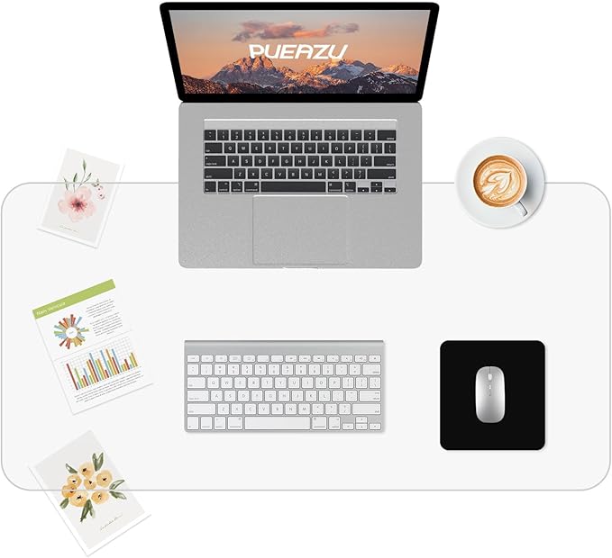 Clear Desk Mat, 35.4"x15.7" inch Large PVC Desk Protector Pad, Waterproof Non-Slip Round Edge Wipeable Writing Mat, Table Protector for Home Office