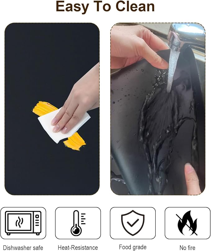Silicone Crafting Mat for Artists, 32"x24"x1.2mm Large Nonstick Art Sheet for Resin Craft, Jewelry Casting, Acrylic Painting, Clay Work, Heat Resistant Desk Protector and Placemat | Black